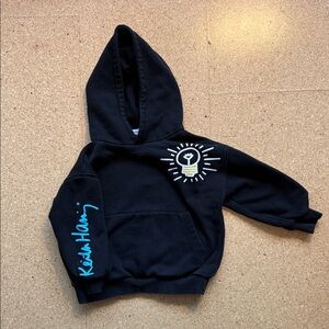 Zara Kids black Keith Haring hoodie sweatshirt -3/4Y